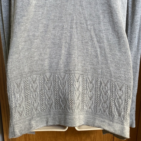 Skies Are Blue Gray Open Front Pointelle Knit Cardigan Size S - Picture 6 of 7